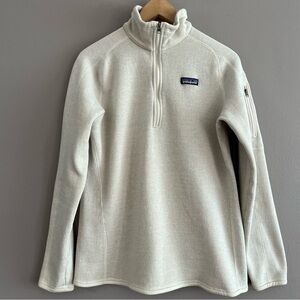 Patagonia Women's Sz Medium Better Sweater 1/4 Zip Fleece Jacket Beige - Flaw